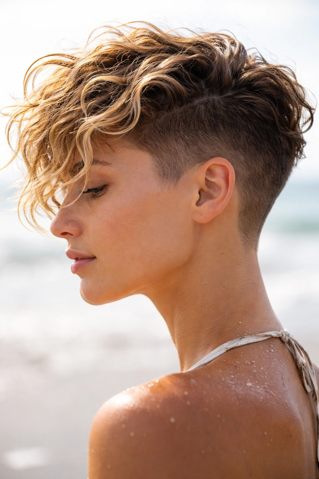 Wavy undercut with short sides and long textured top