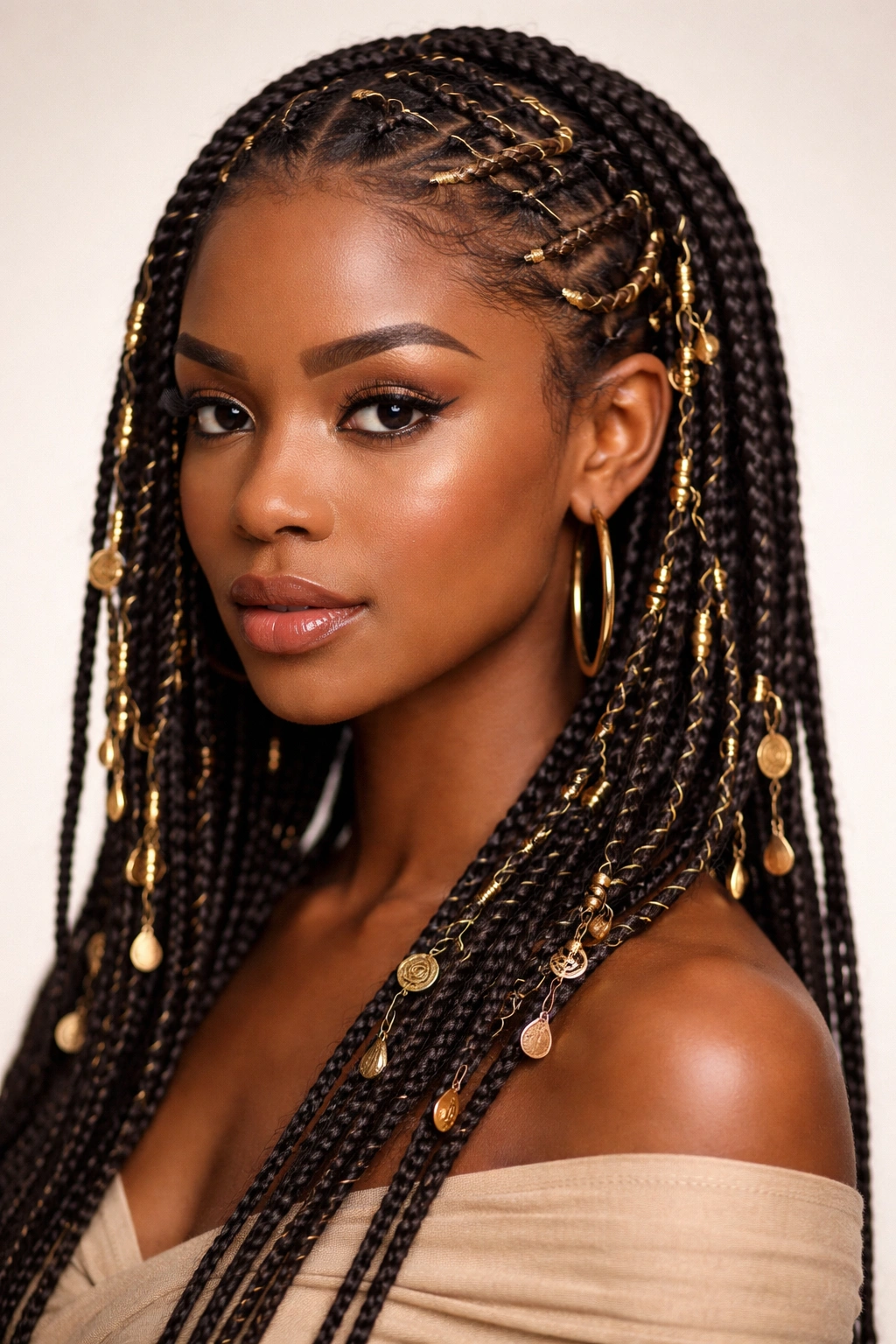 Fulani braids with wire wrapping and dangling charms