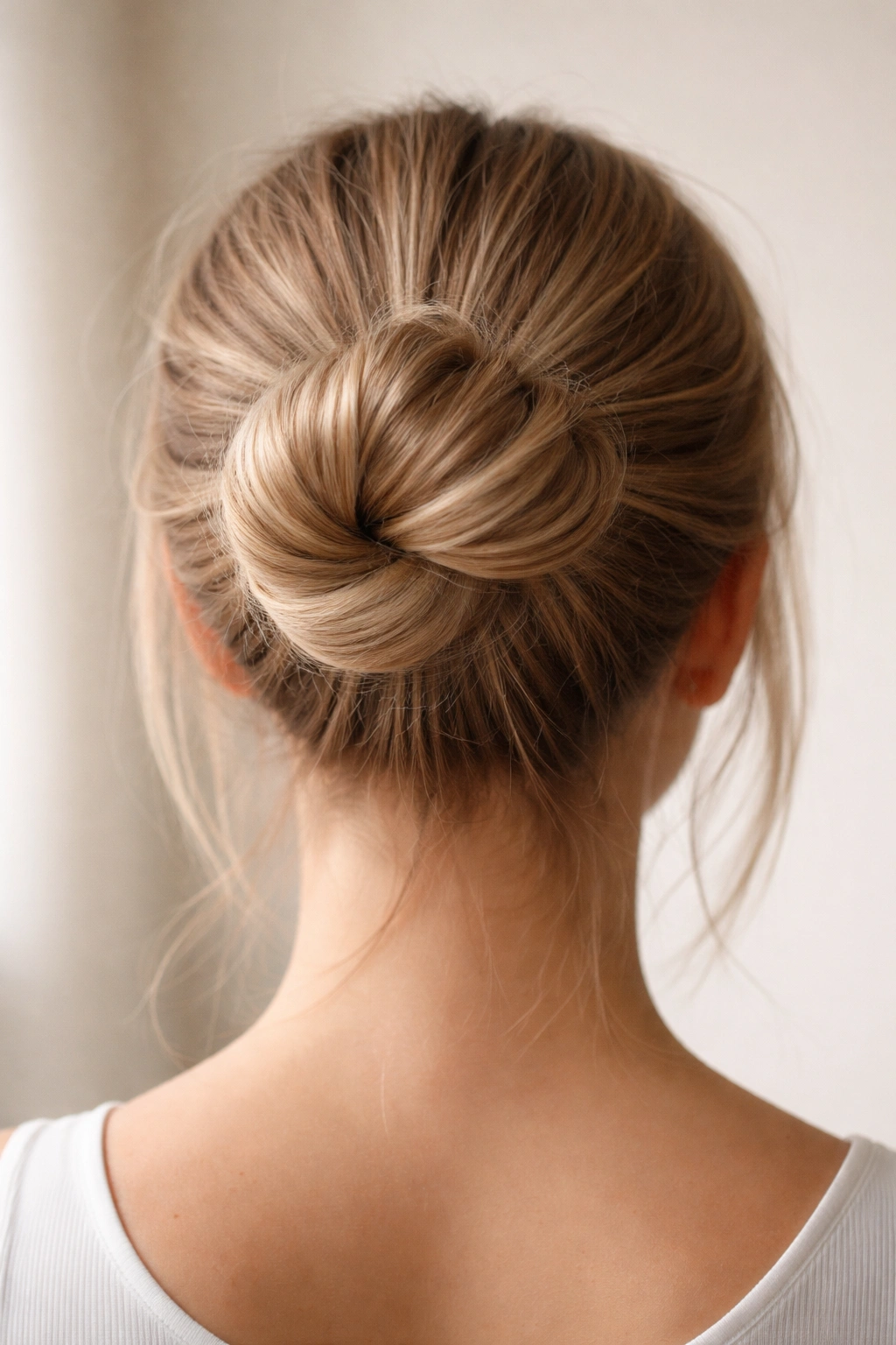 Back view of a wrapped bun with two-layer conceal wrap