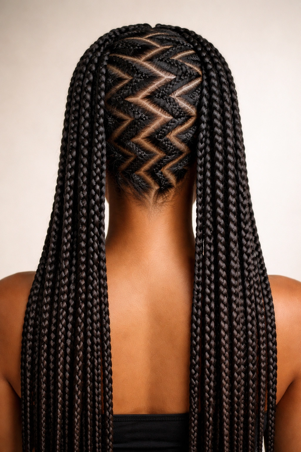 Zigzag back pattern with straight braids on the sides