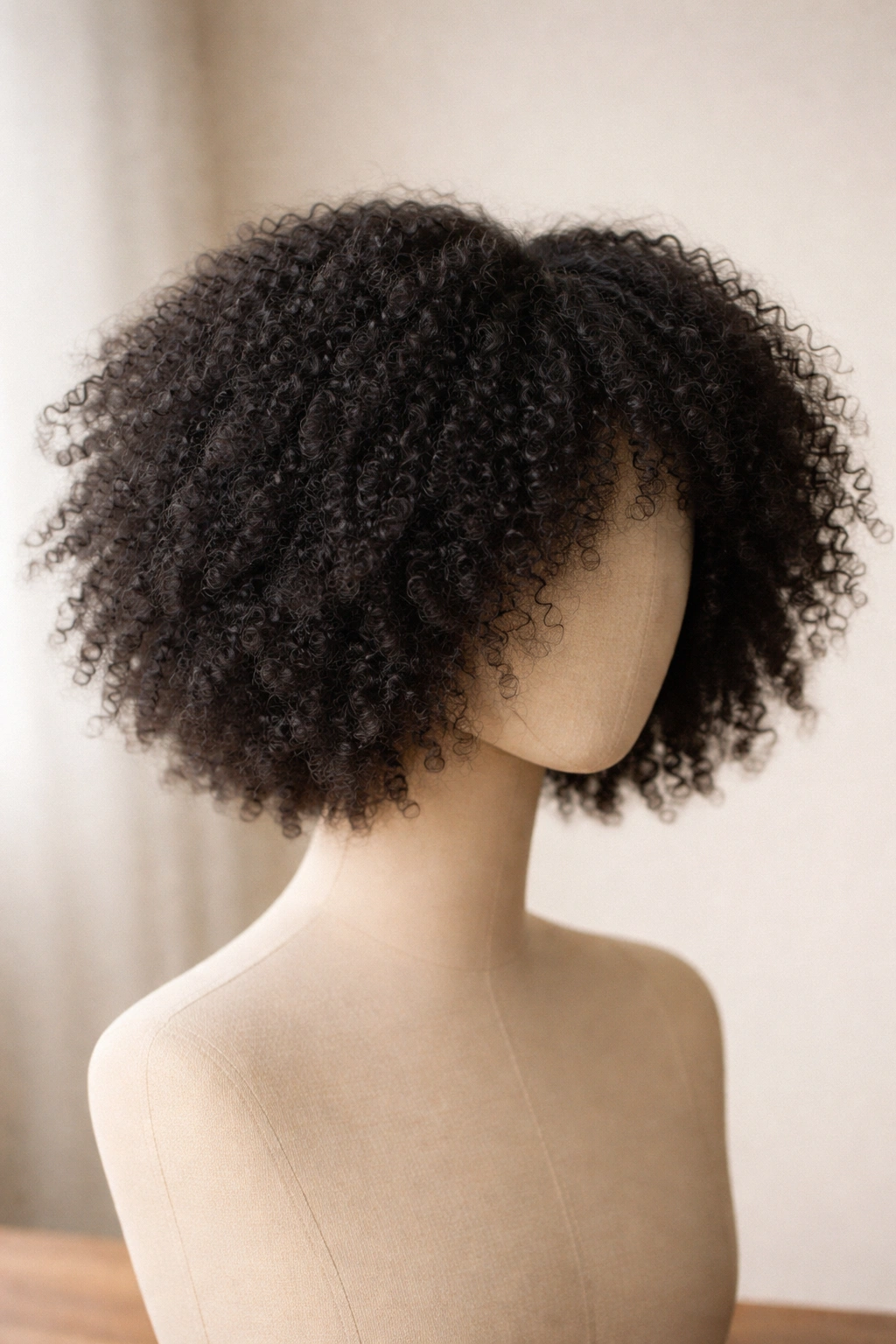 Fluffy 4C textured bob with airy ends on head form