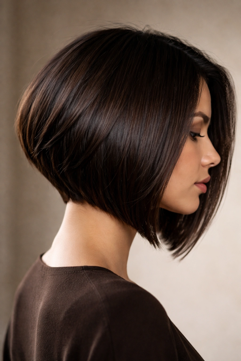 A-line bob with forward angle showing shorter back and longer front.