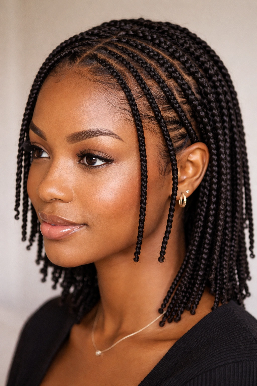 Close-up of small two-strand Afro twists on stretched hair