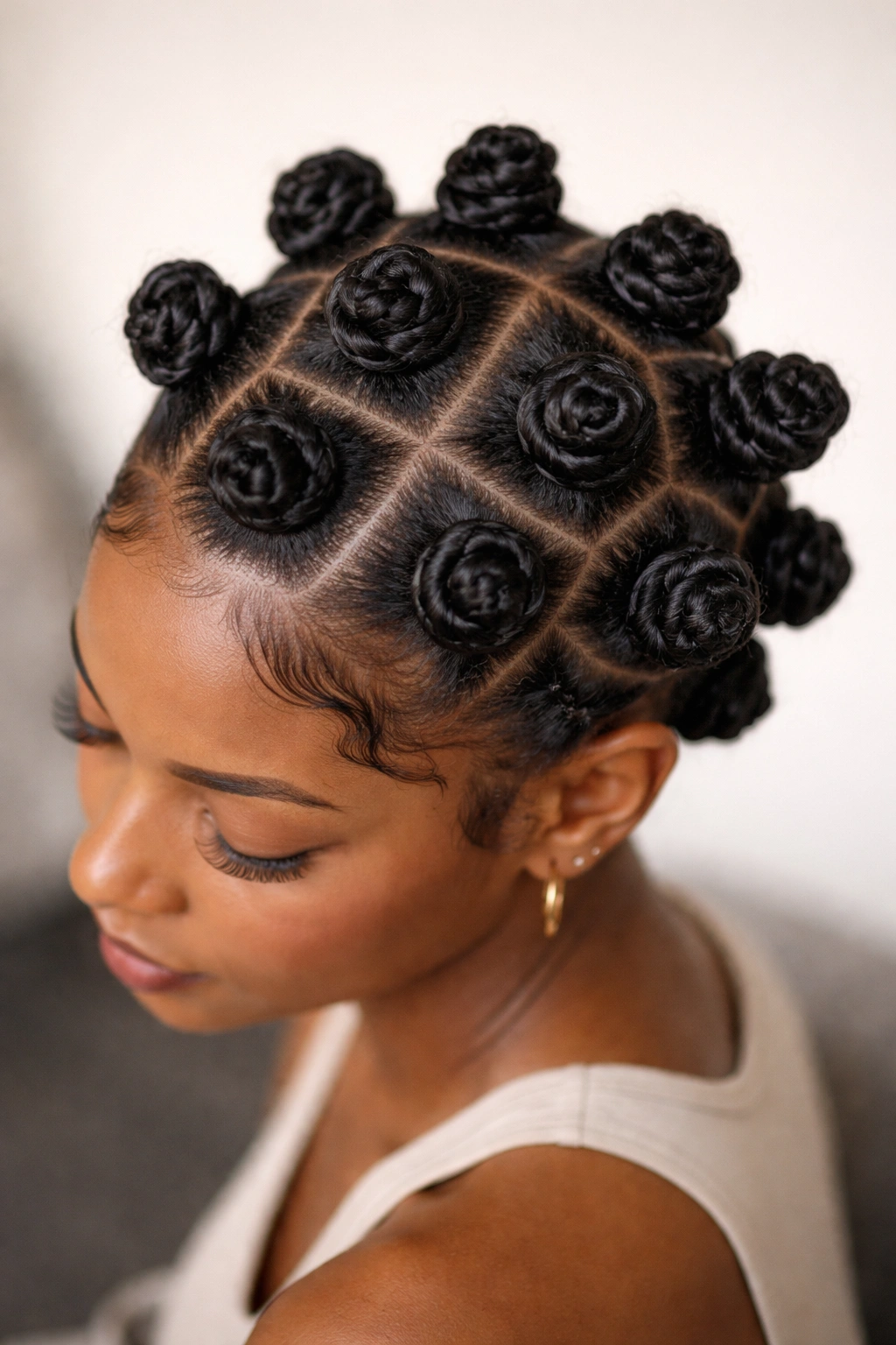 Bantu knots for natural curls travel protective style