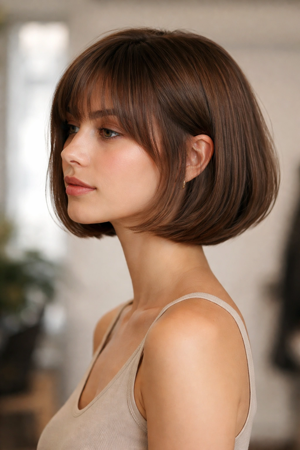 Clear bob silhouette showing precise jaw/chin length and smooth perimeter
