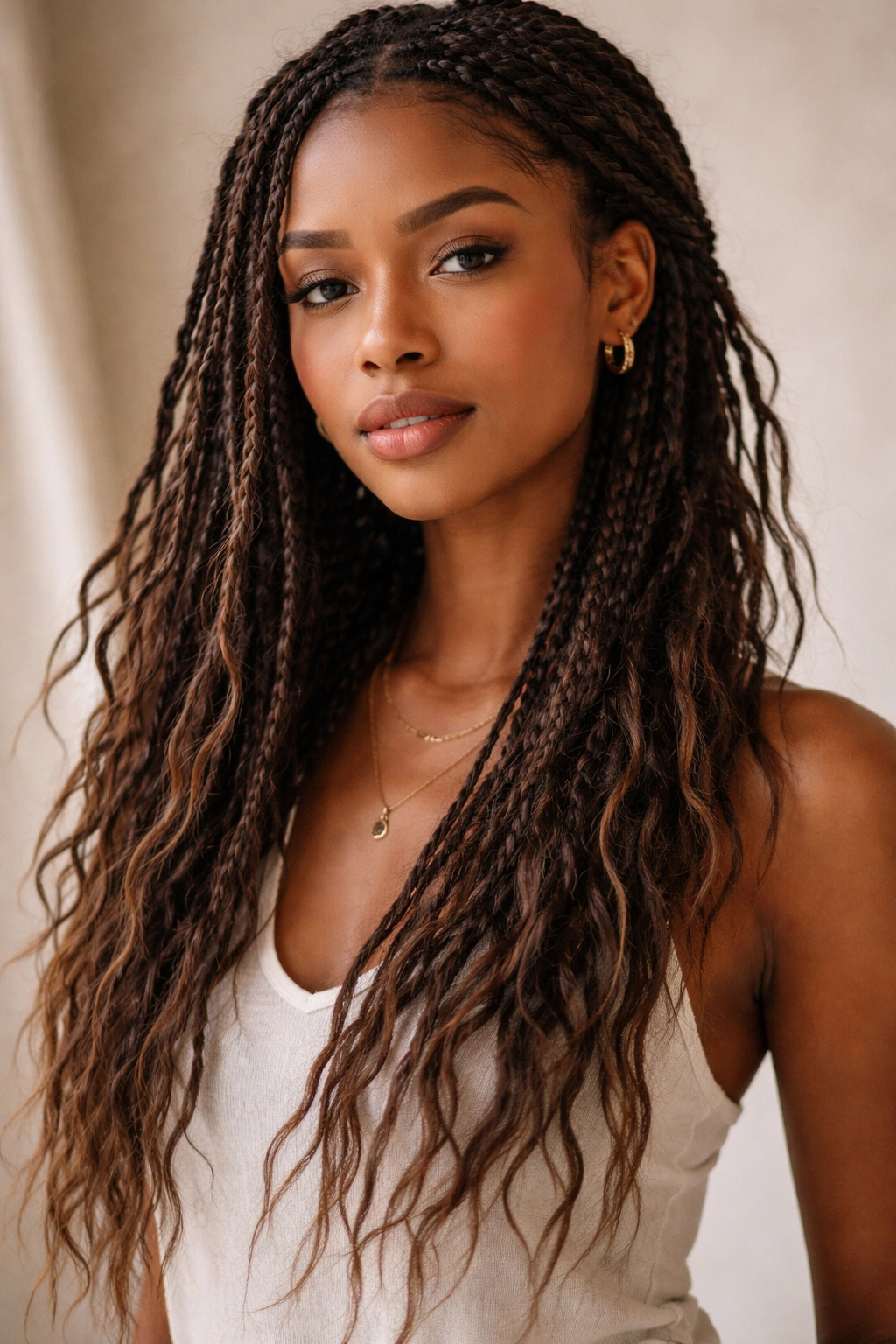 Boho braids with loose ends for a relaxed, lived-in look