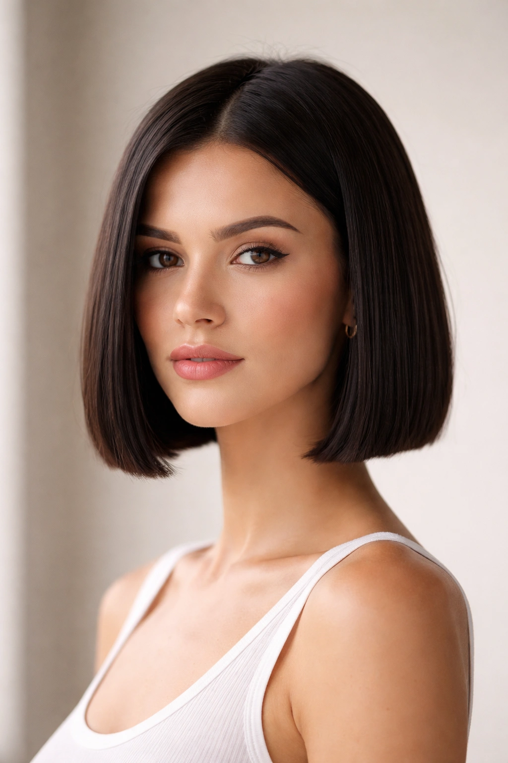 Box bob with blunt, squared corners and crisp ends