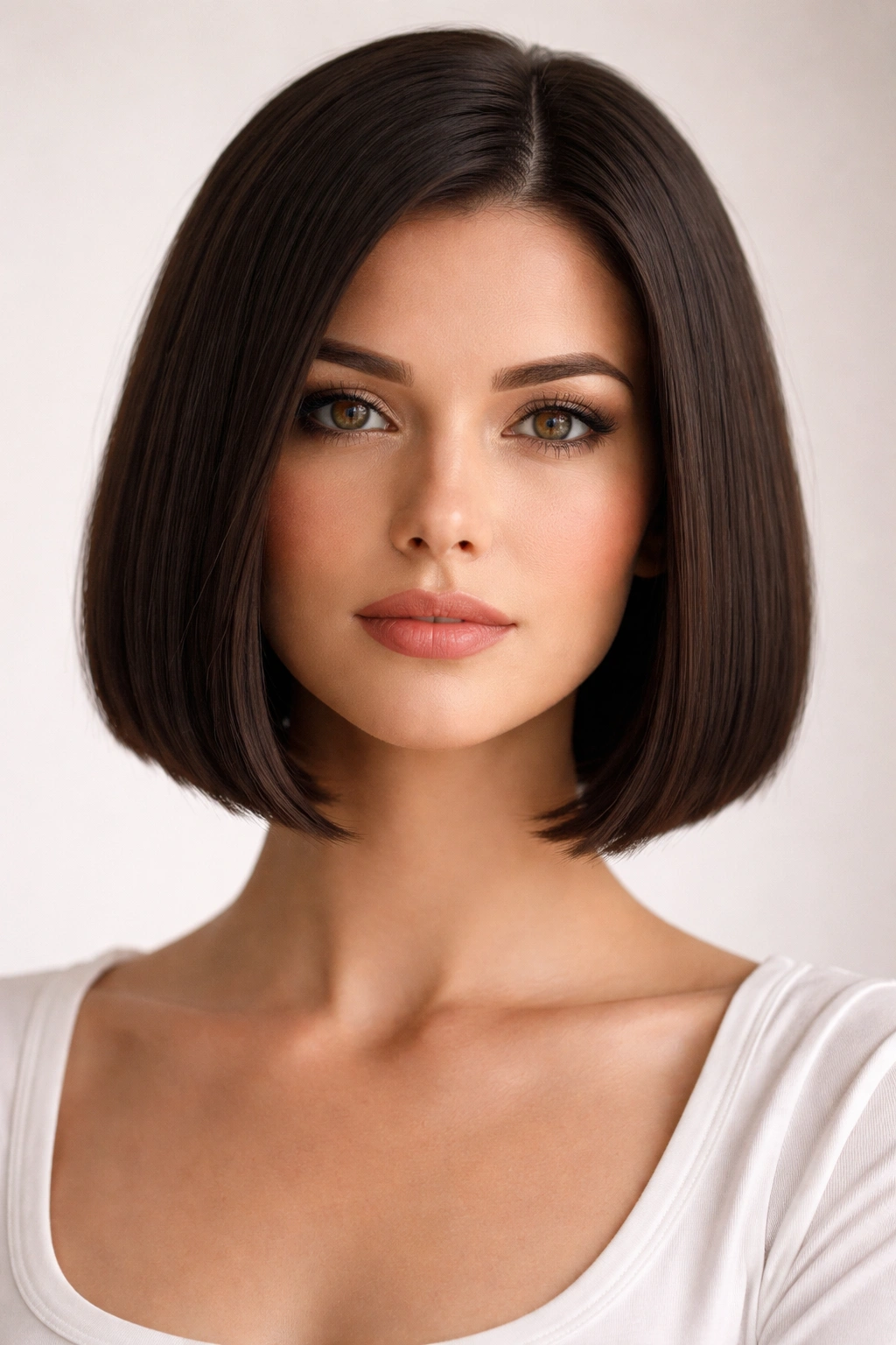 Box bob with crisp edges and blunt bottom creating a square silhouette