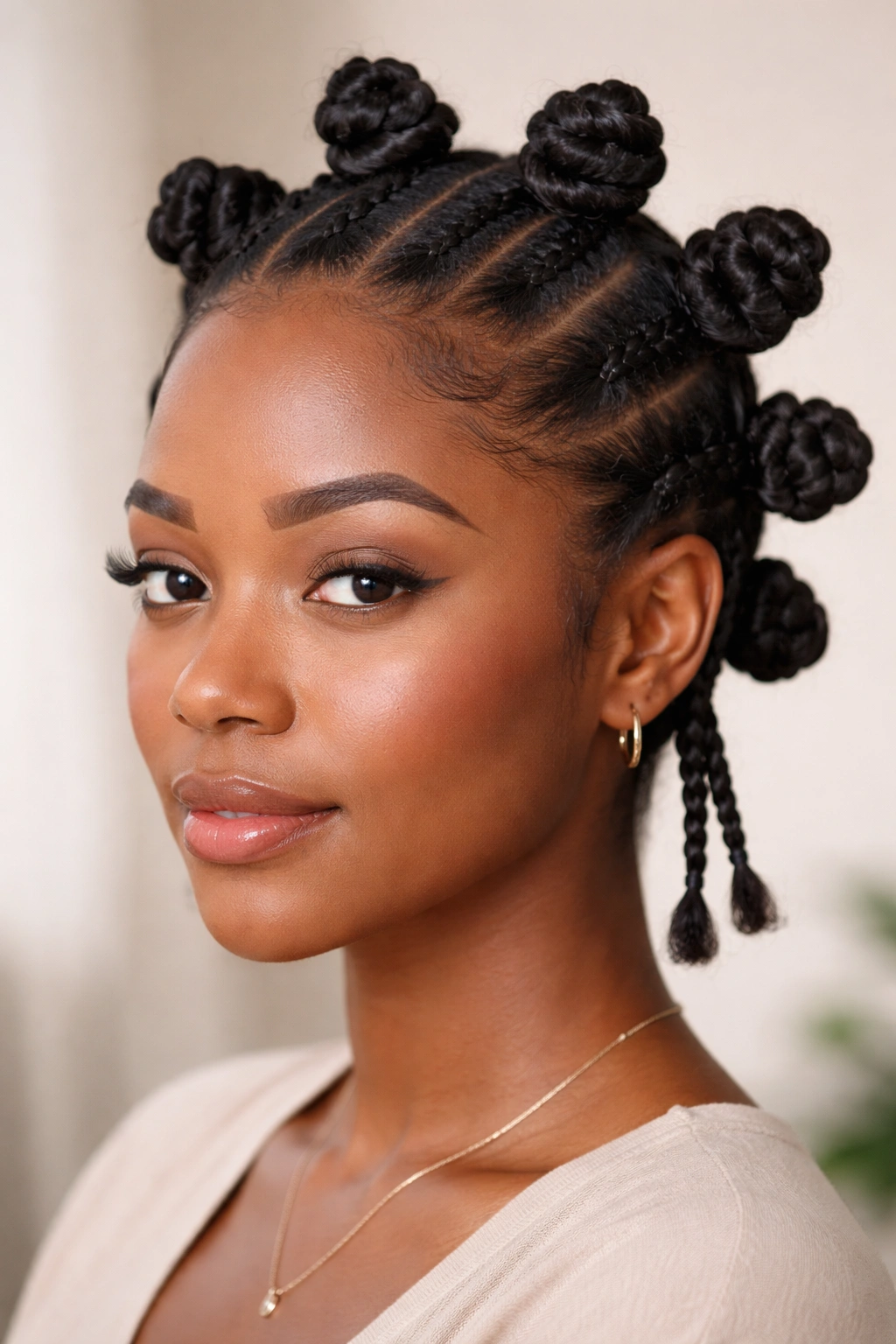 Braid-to-knot ends technique shown on shorter or layered 4C hair