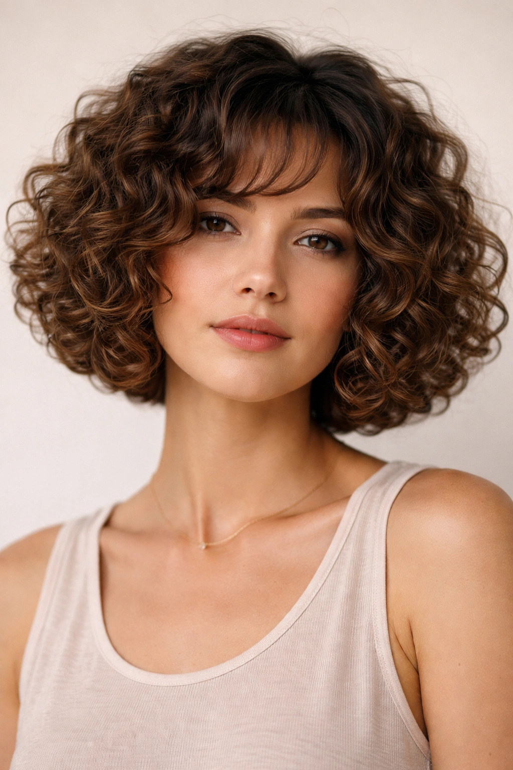 Curly bob with rounded outline and soft curls