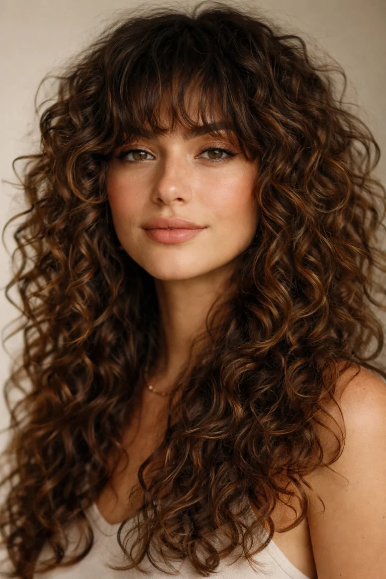 15 Long Curly Hairstyles With Bangs