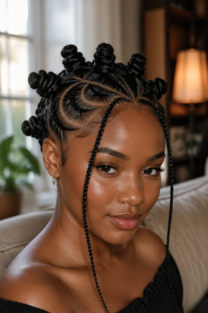 25 Bantu Knots With Side Braids