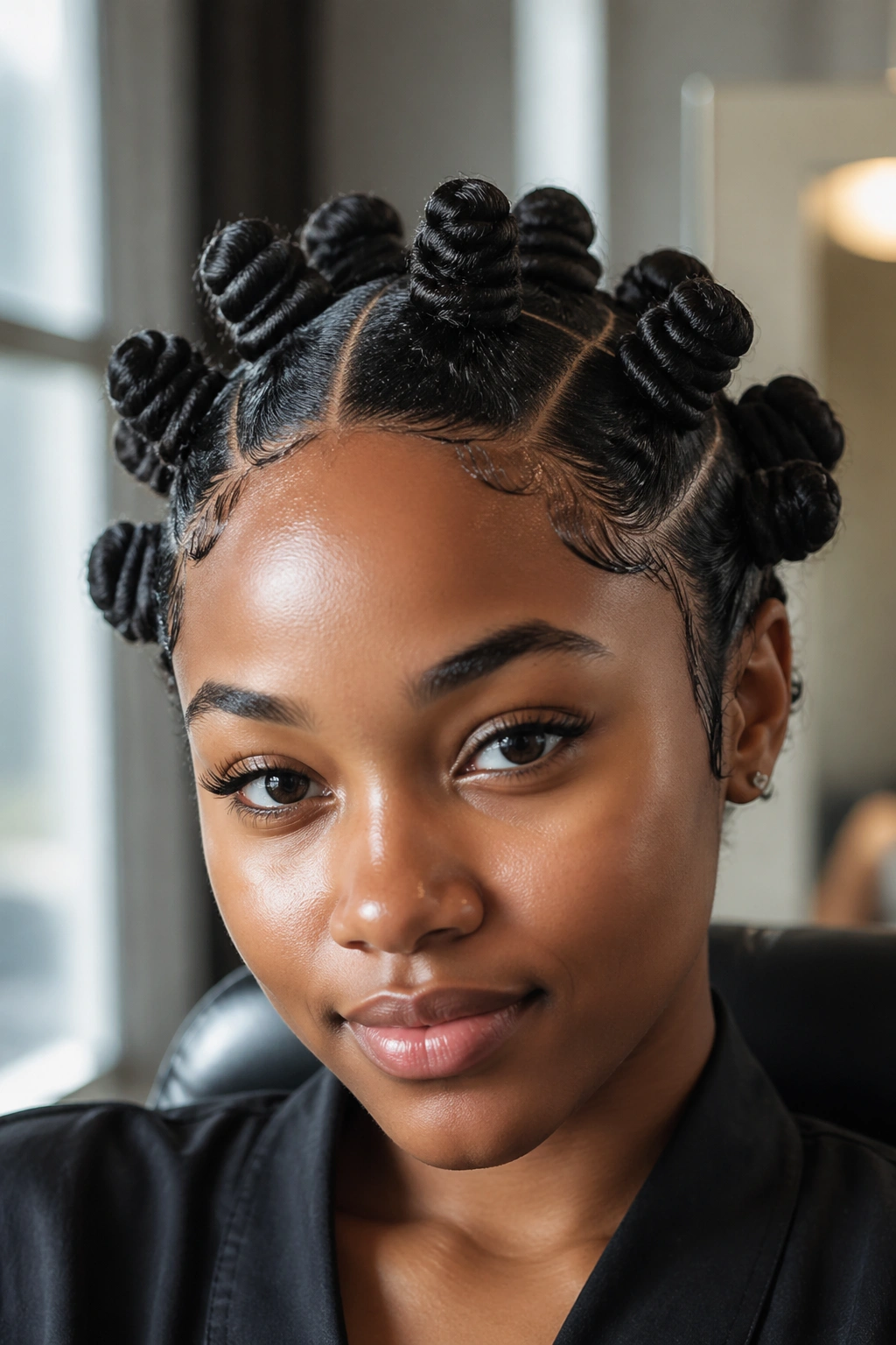 Close-up of a real person showing an edges-framing knot crown behind the hairline.