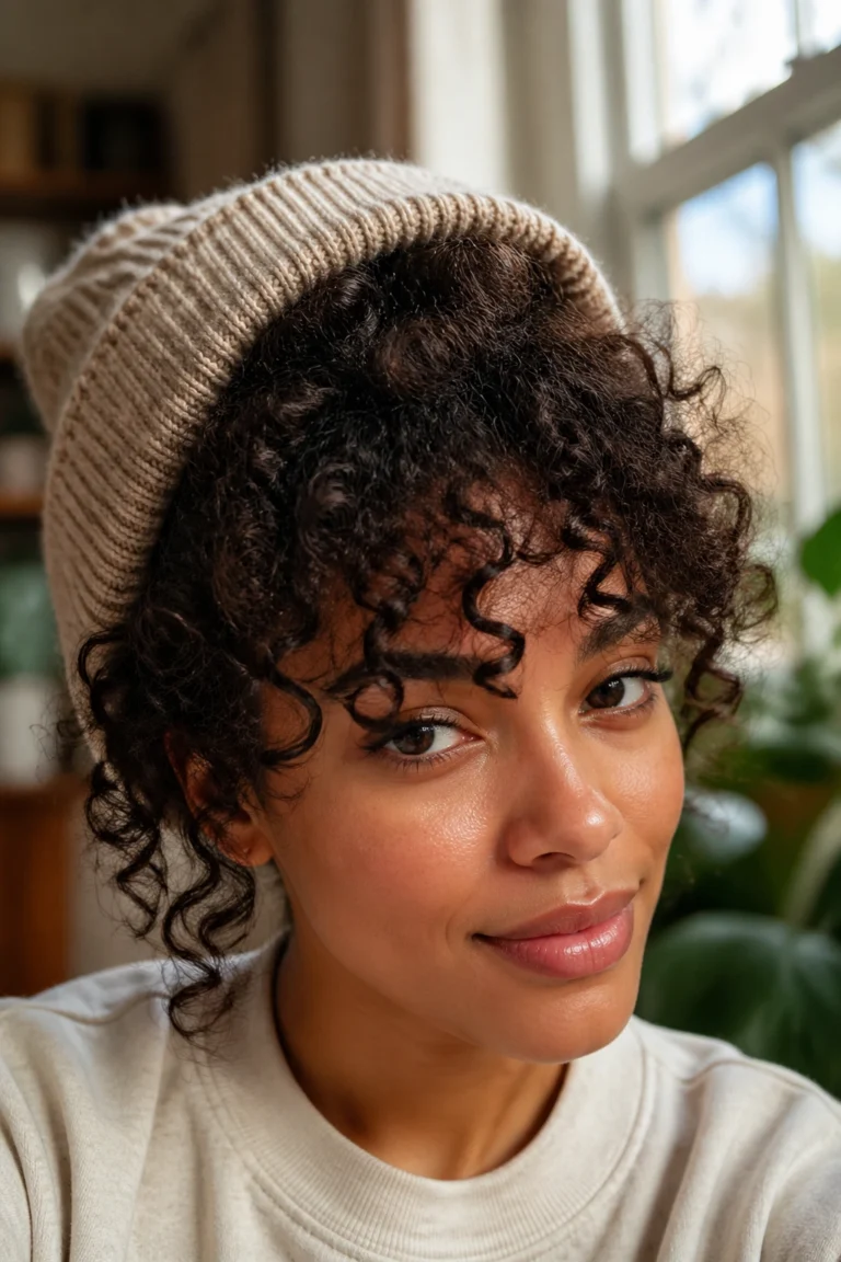 12 Beanie Hairstyles for Curly Hair