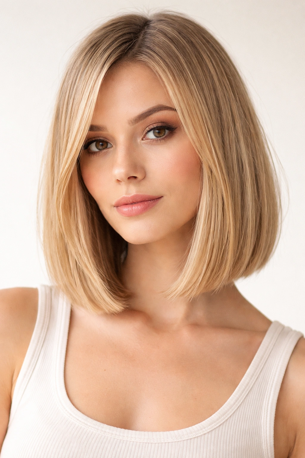 Fine-haired model showcasing a full-edge razor lob with dense perimeter