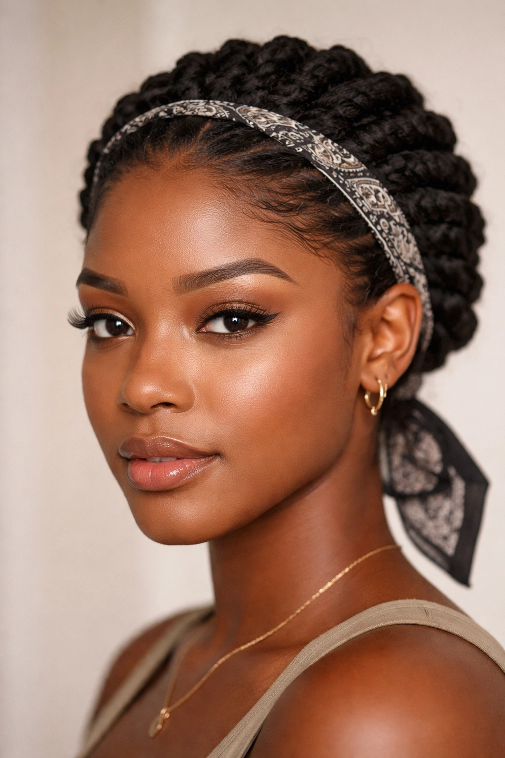 Flat twist crown with a narrow bandana border