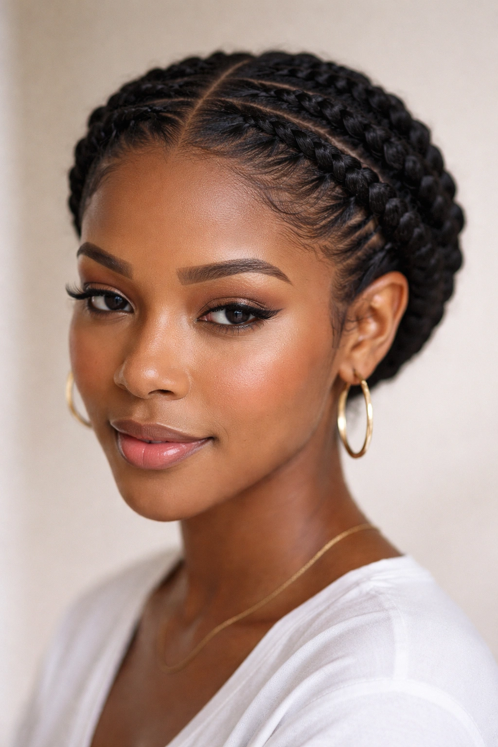 Close-up of flat twists forming a crown around short 4C hair