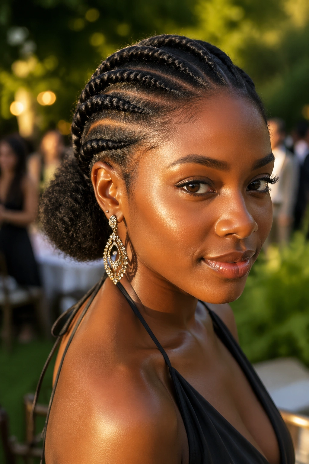 Close-up of a woman with flat-twist crown and low puff