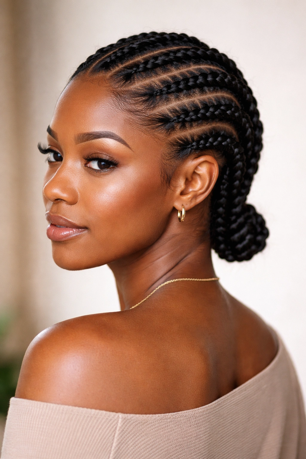 Portrait of a person with flat twists running straight back