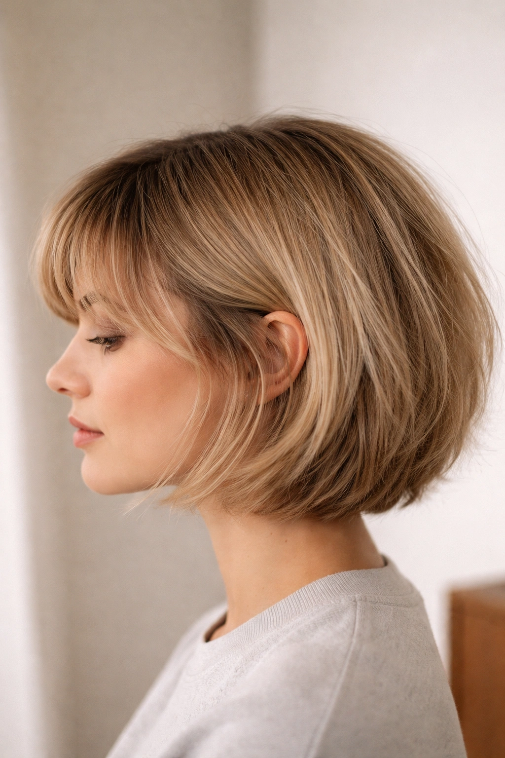 Fluffy bob with flat crown illustrating styling mistakes and loss of volume.
