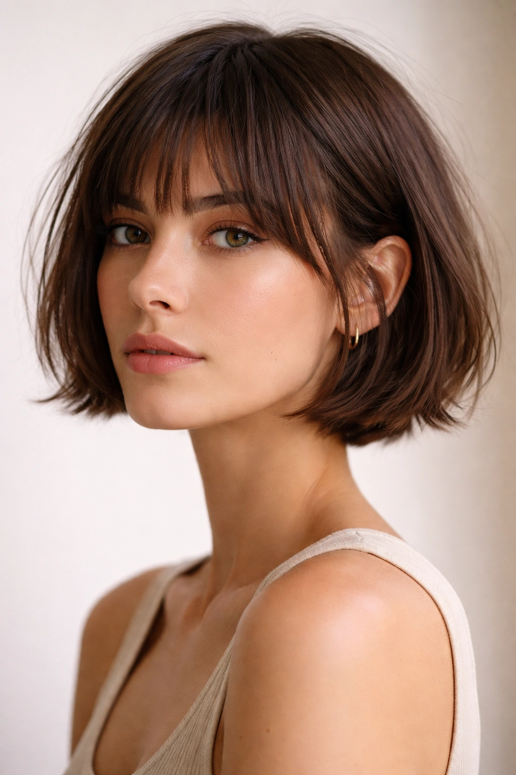 French bob with soft edge texture and light fringe