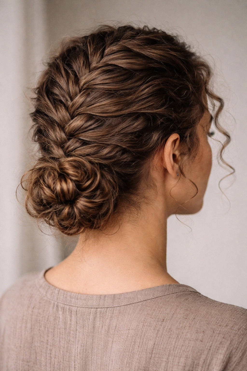 French braid into a low bun