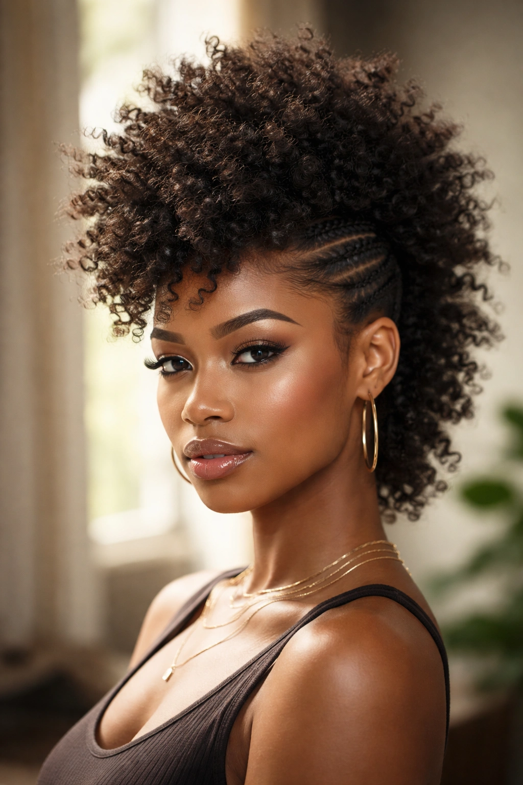 Fro-hawk with tapered sides, center puff.
