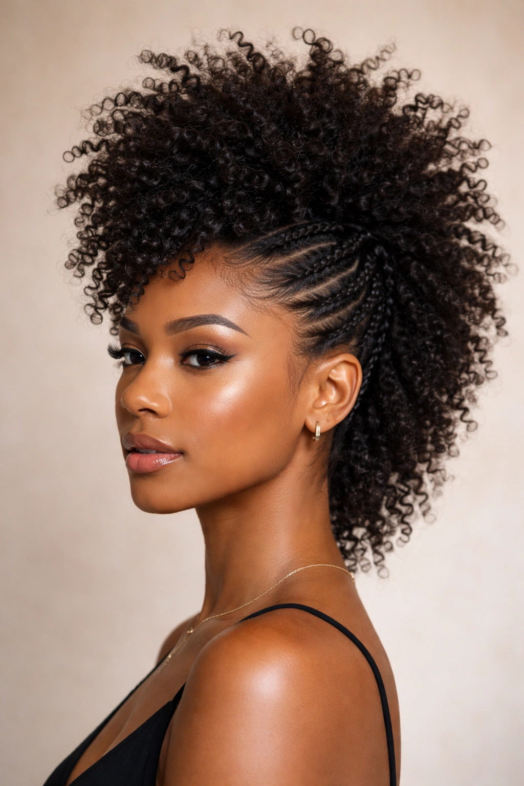 Frohawk hairstyle showing tall center and tucked sides