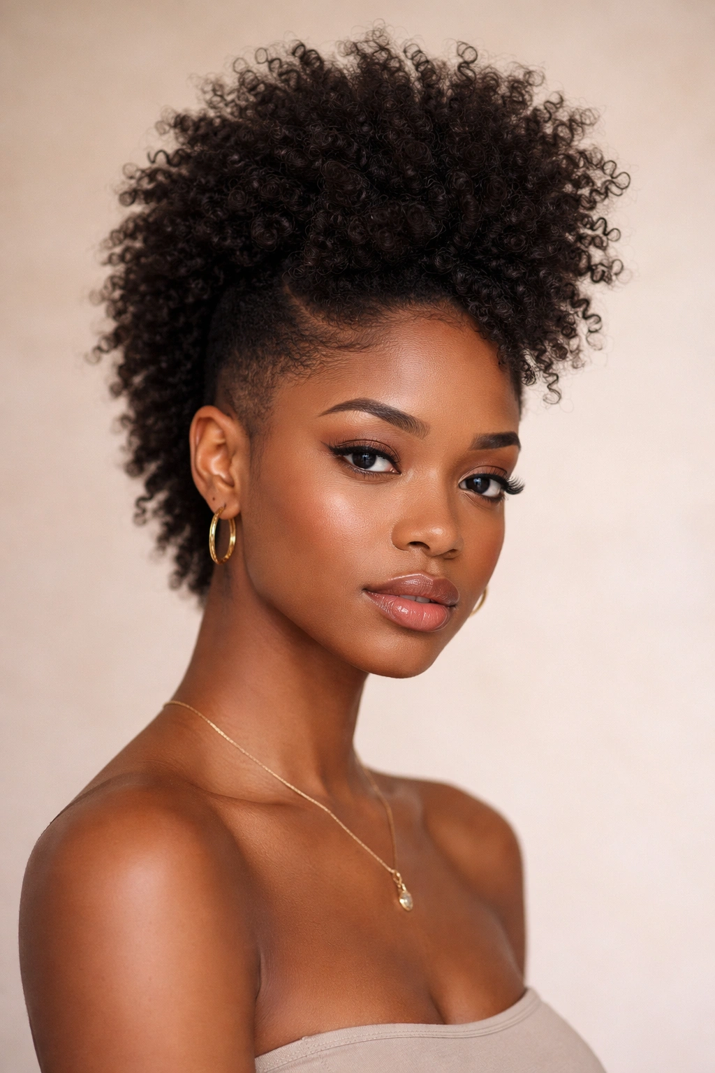 Close-up of a frohawk with tapered sides highlighting height and texture