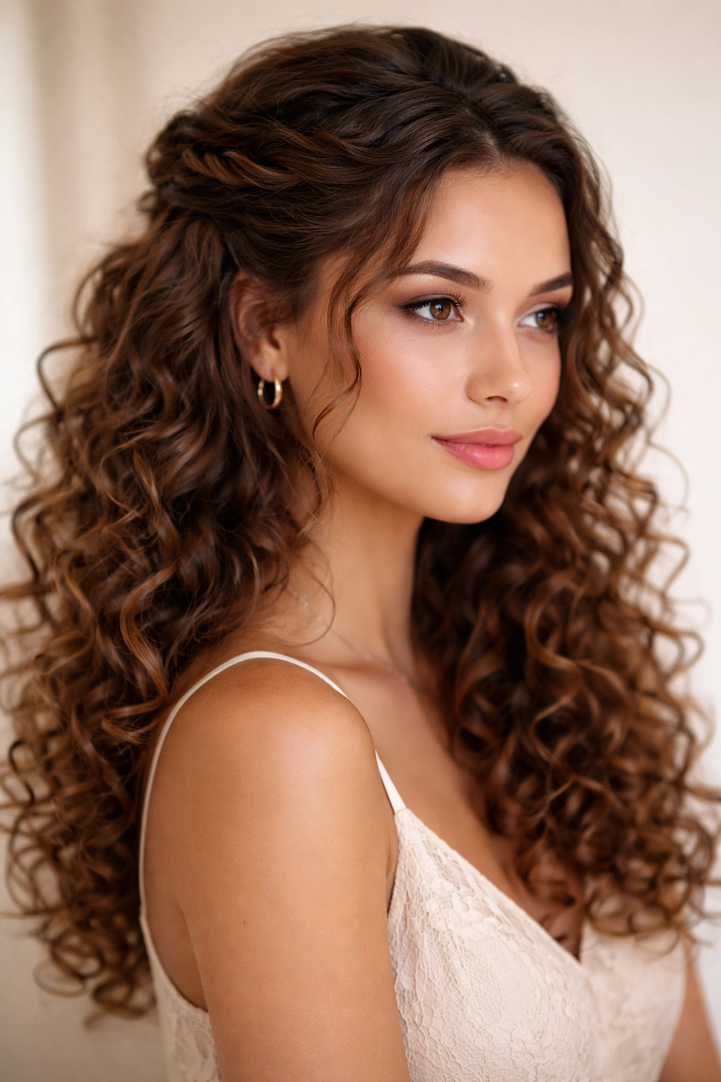 Half-up crown twist hairstyle keeping front away from face