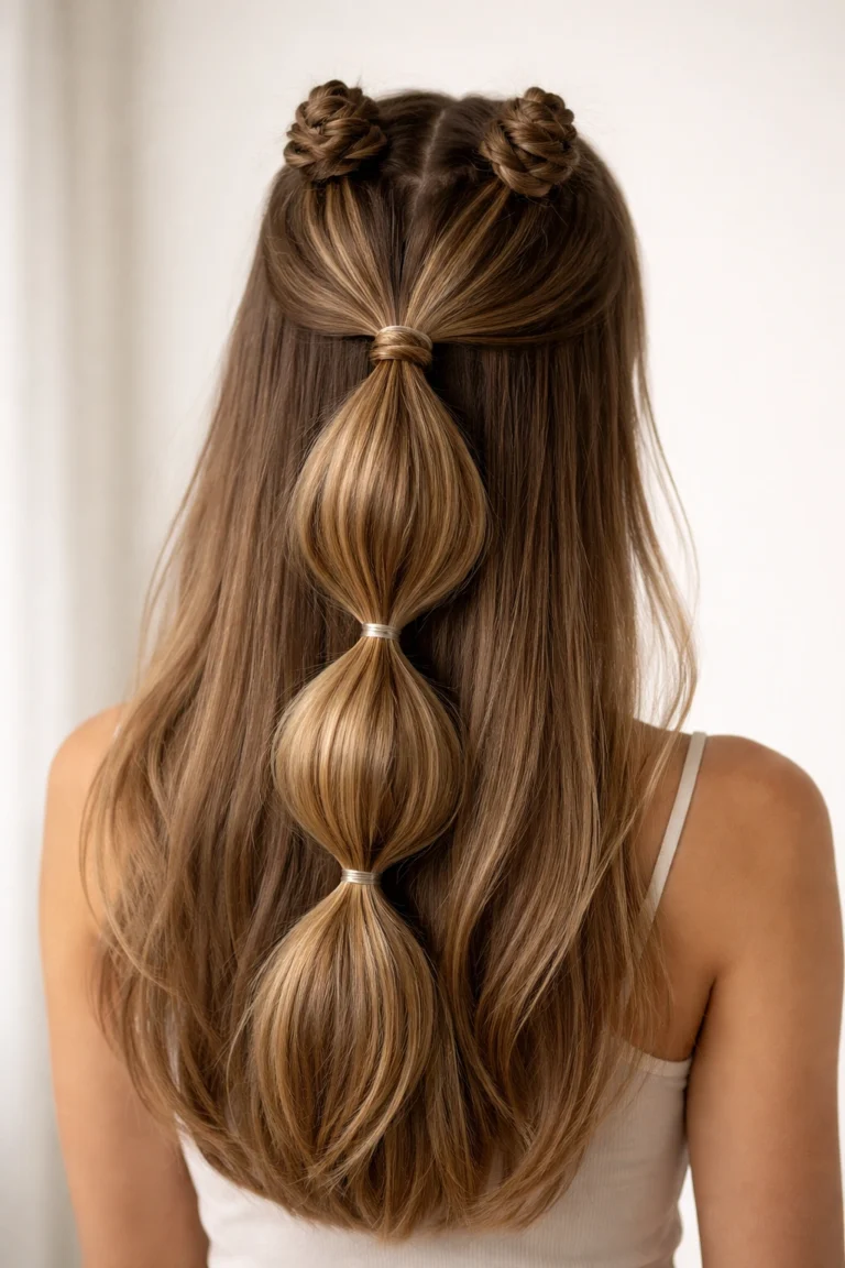25 Bantu Knot Half Up Styles on Straight Hair