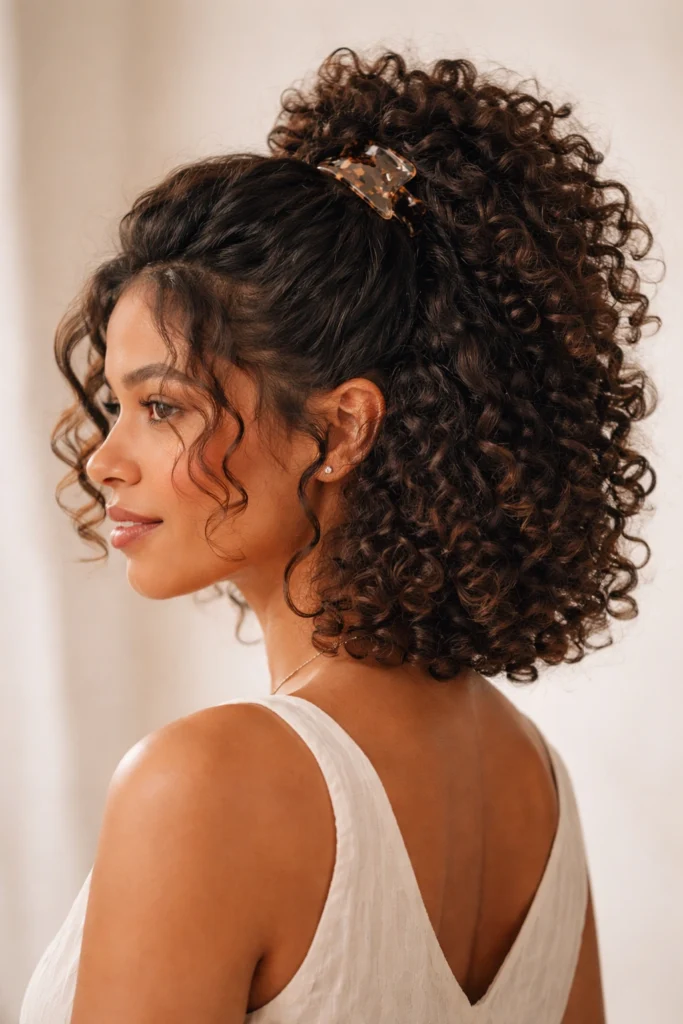 12 Claw Clip Styles for Curly Hair