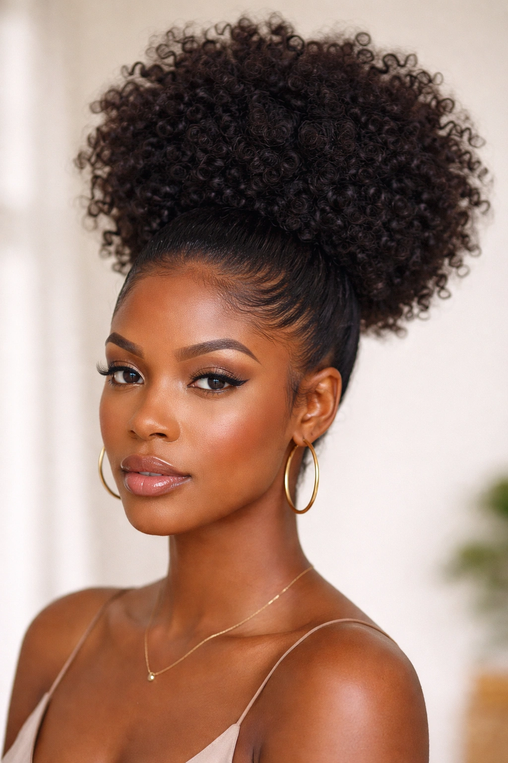 High puff hairstyle with clip-ins hidden at crown