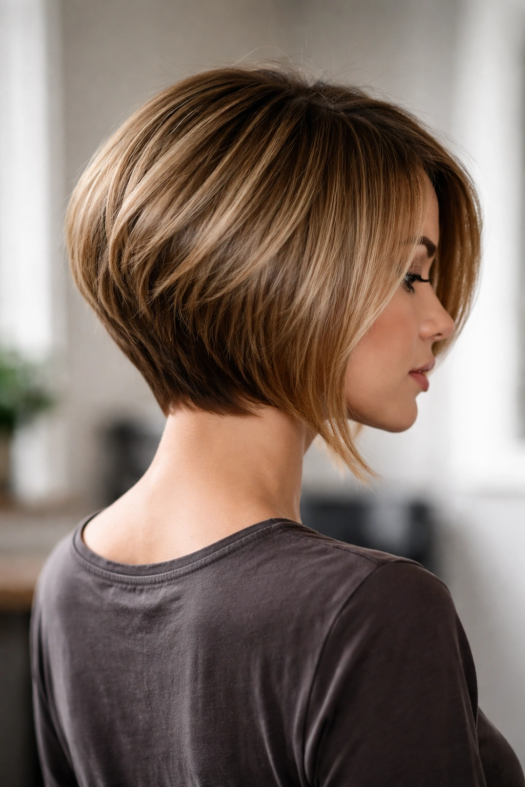 Inverted bob with crown lift and longer front pieces.
