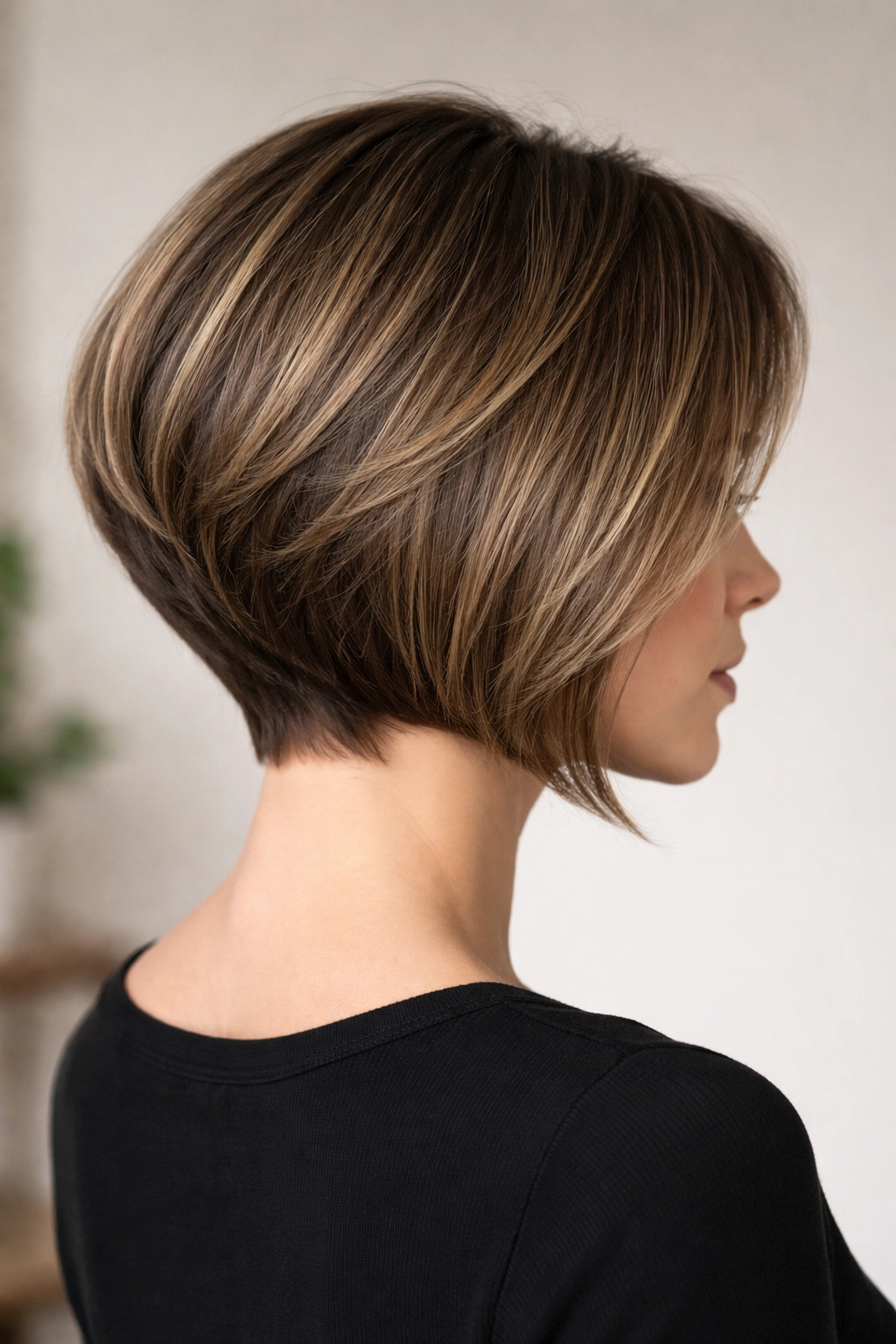 Inverted bob with lifted back and longer front