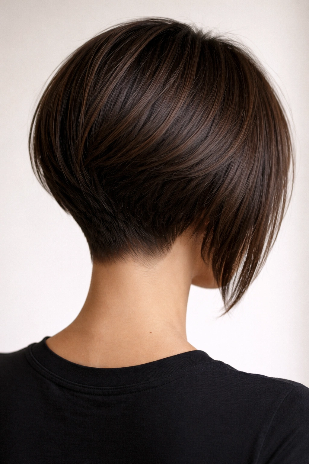 Inverted carved bob with a tight nape and longer front