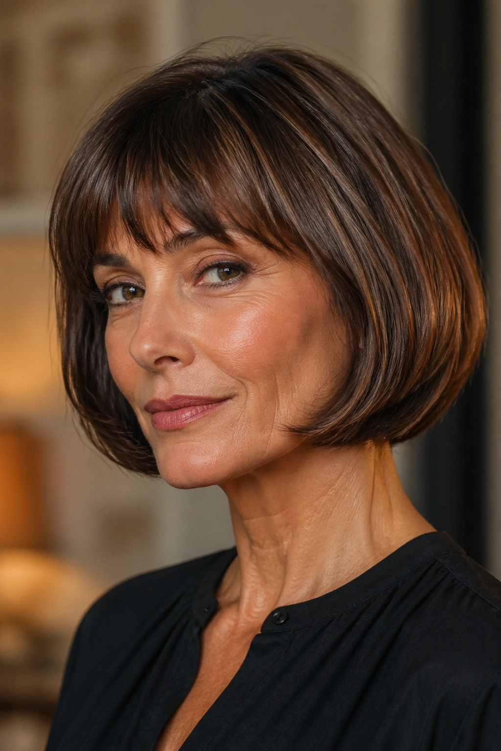 Real woman with an Italian bob showing fuller perimeter