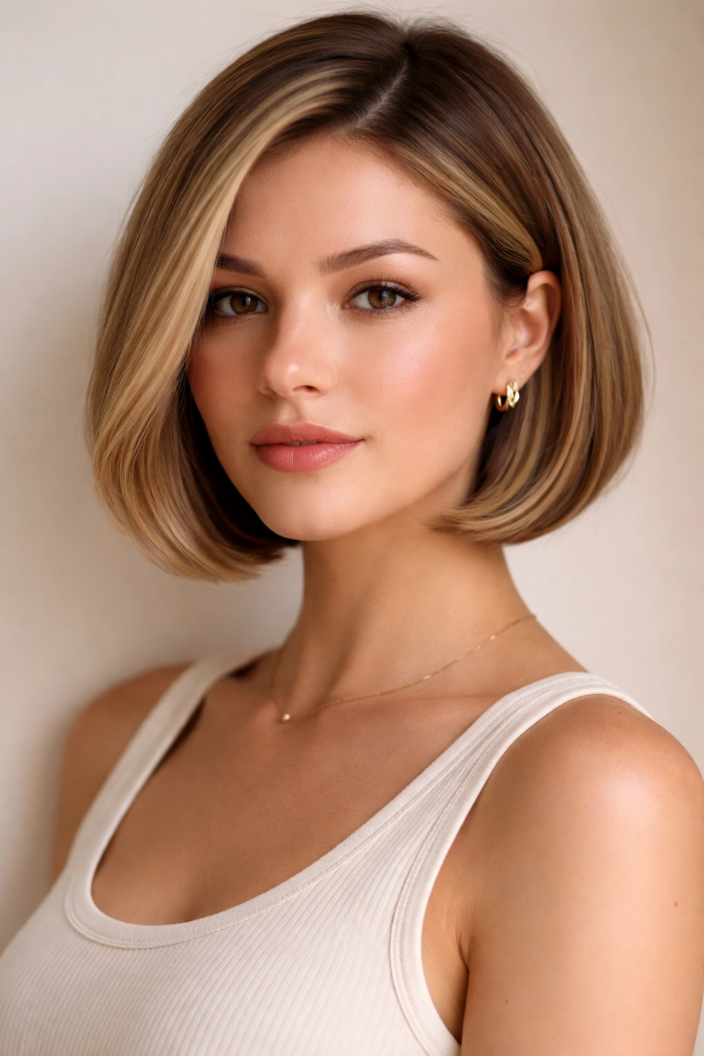 Jaw-grazing bob with tucked-under ends along the jawline