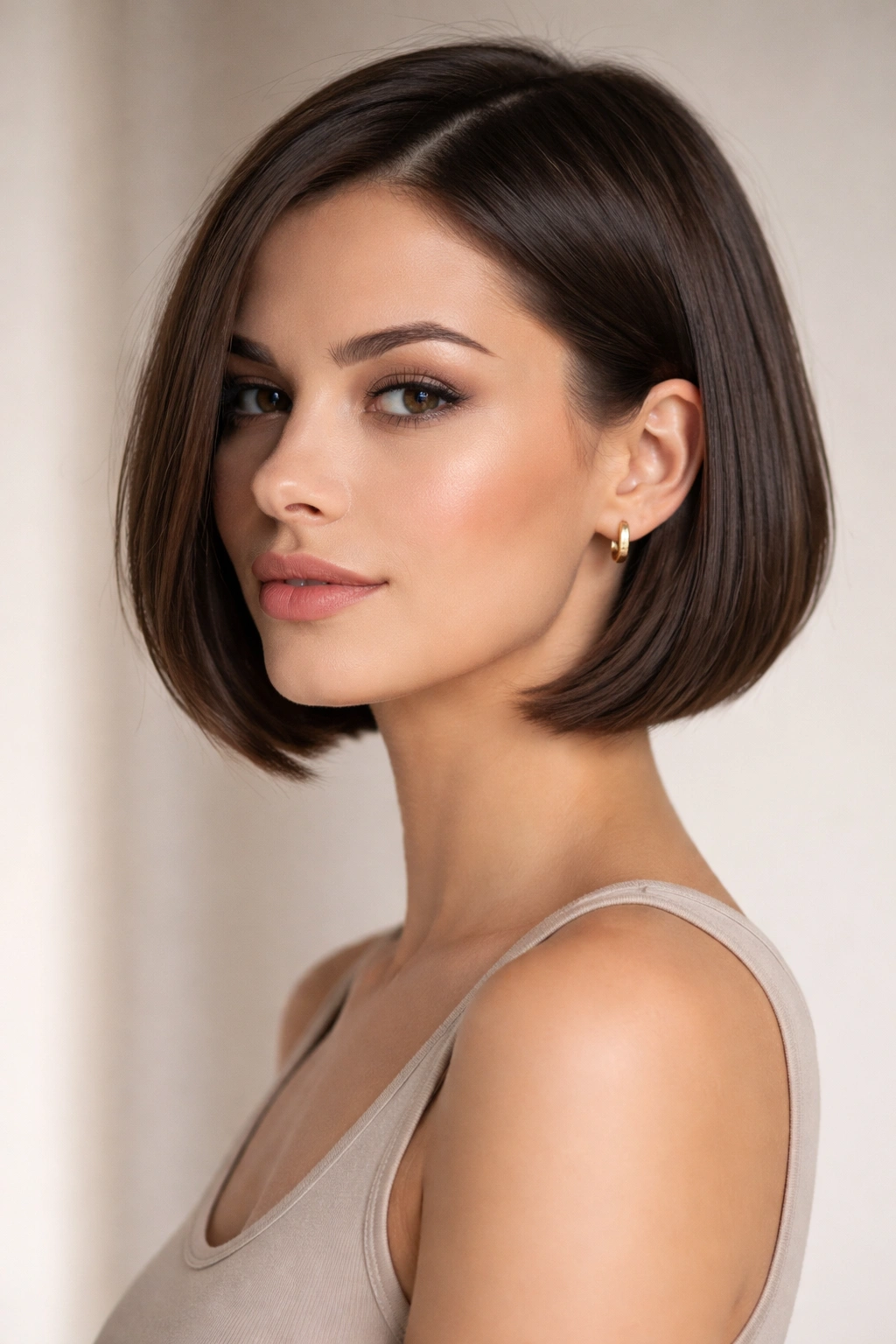 Jaw-length bob with tapered ends showing smooth corners
