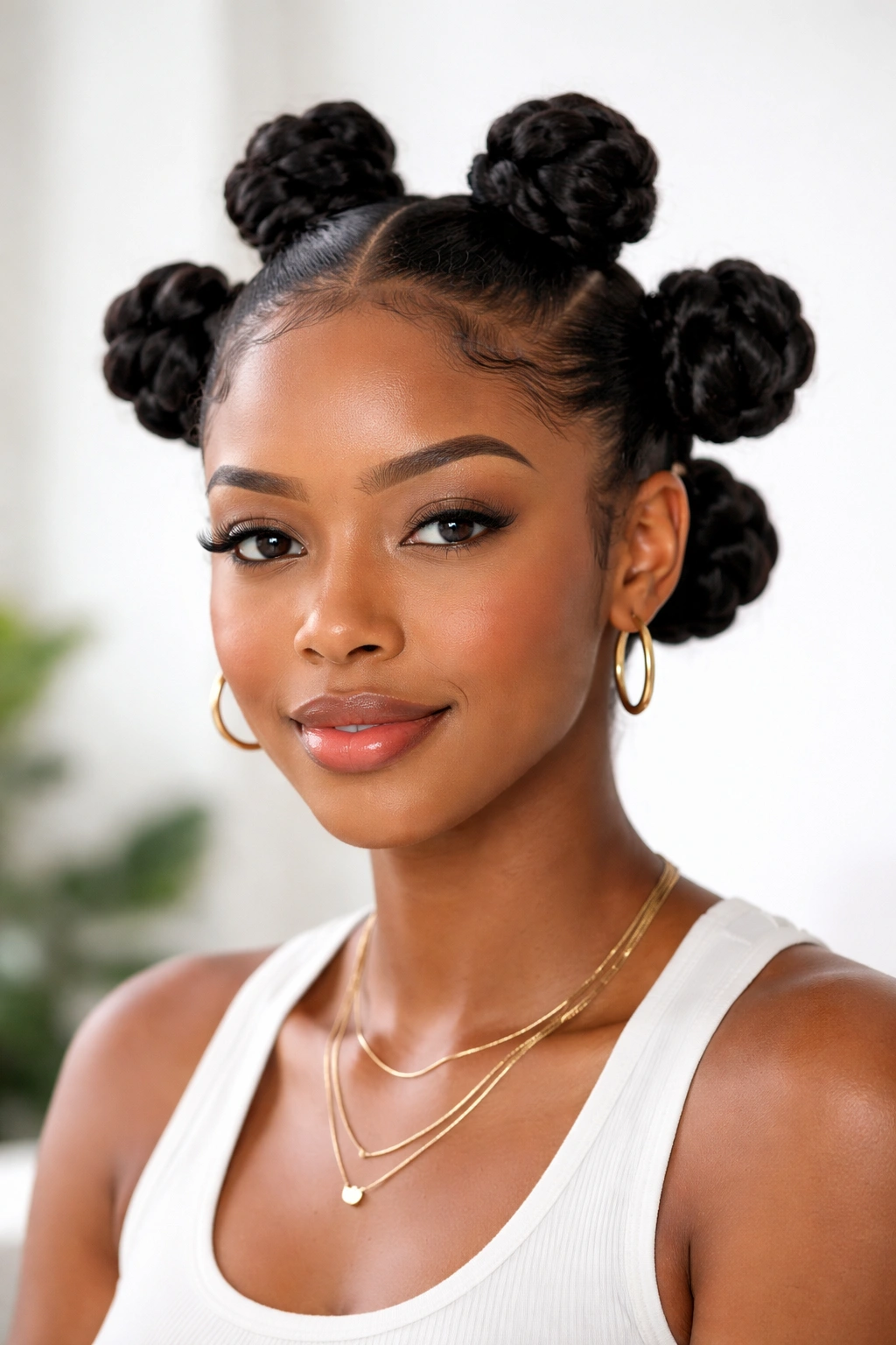 Front-facing view of jumbo Bantu knots highlighting large knots