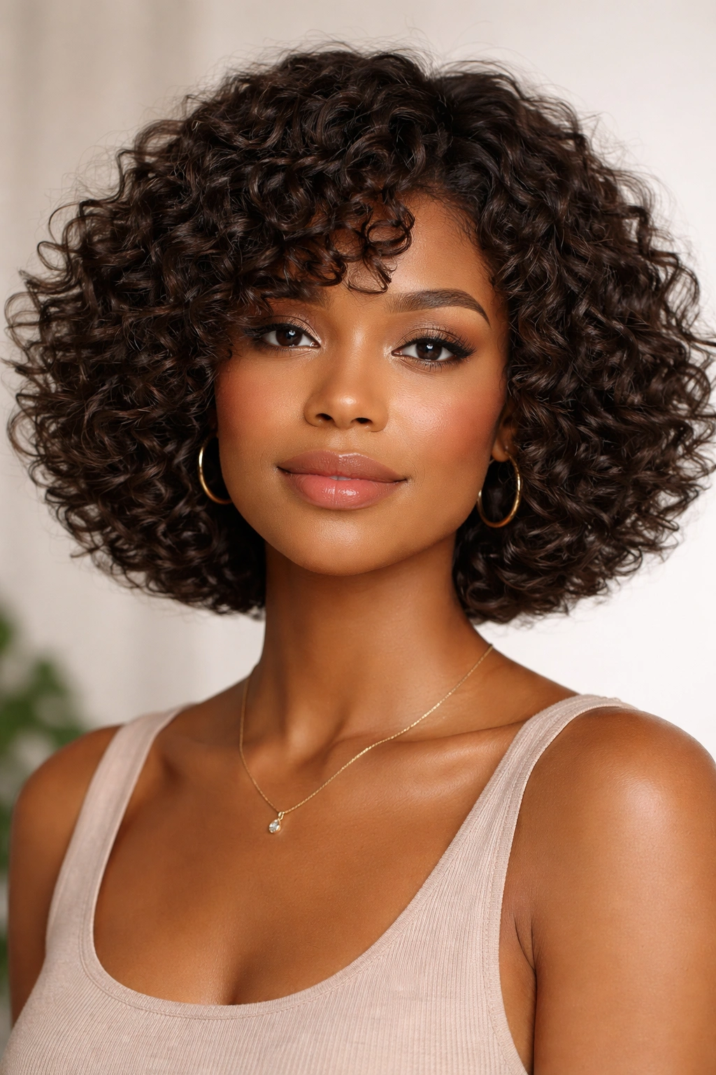 Layered bob taming bulk with interior layers on 3C curls