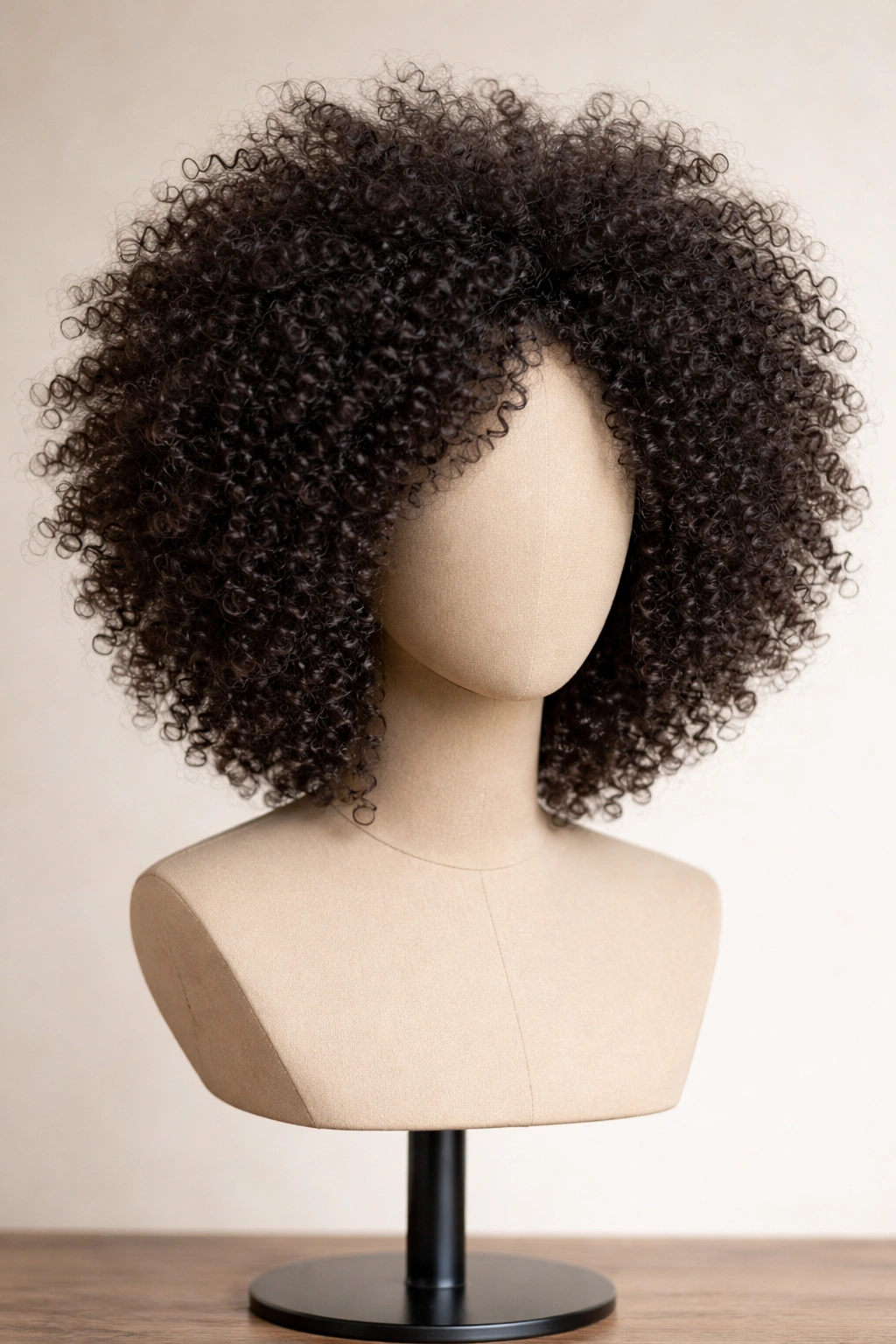 Layered halo afro wig with crown lift showing soft rounded halo