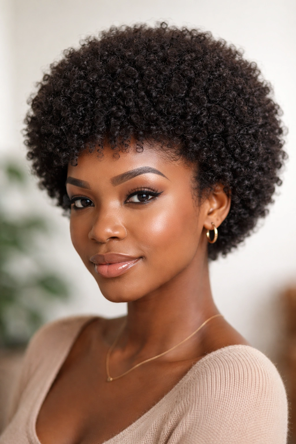 Mini crochet afro close-up showing short rounded shape