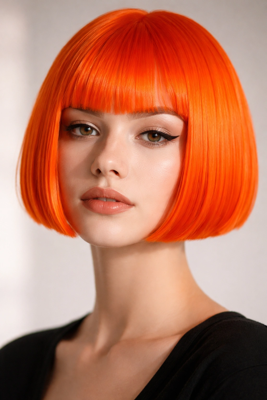 Neon orange micro bob with a high-gloss finish