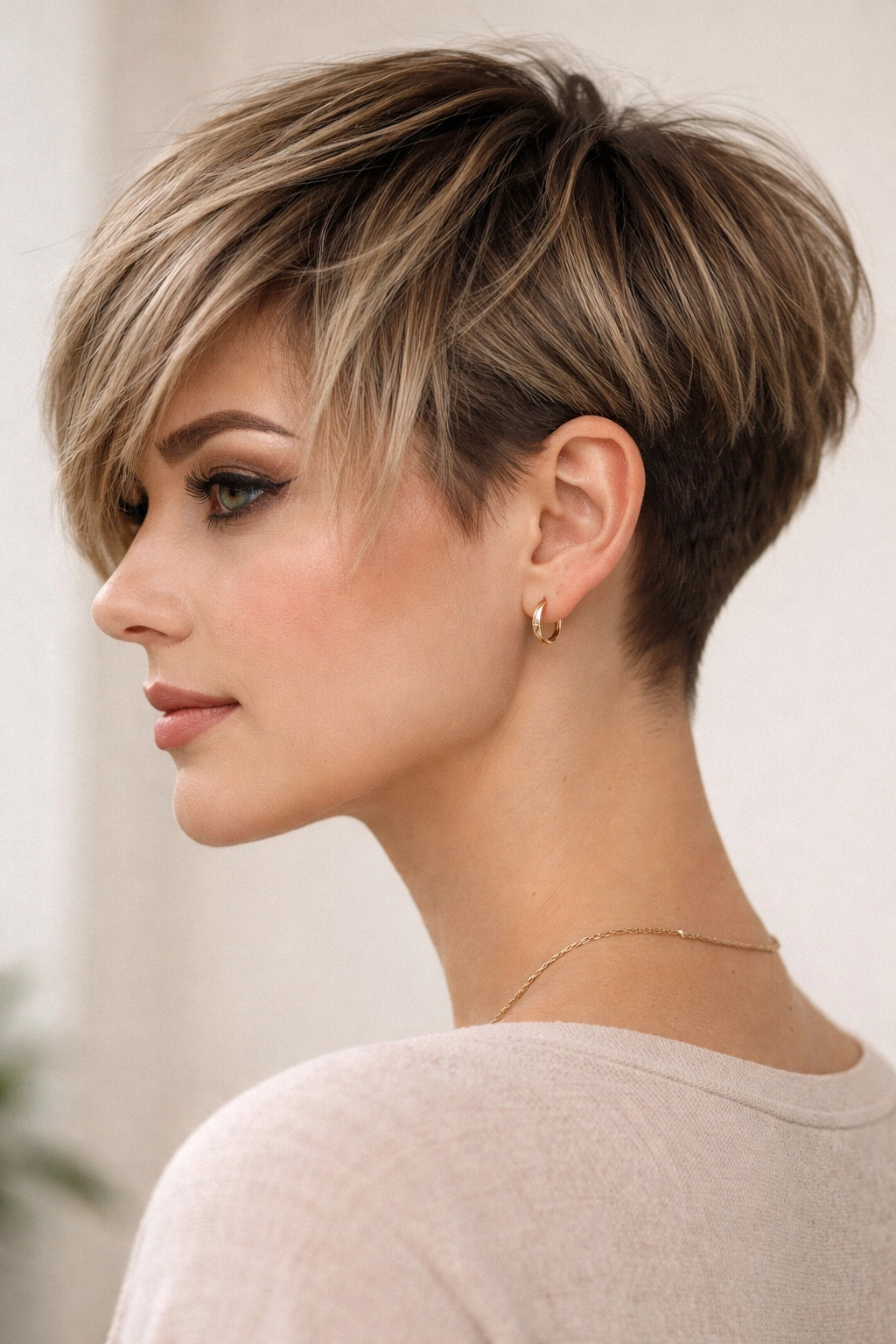 Pixie-Bob with undercut showing short nape and longer top
