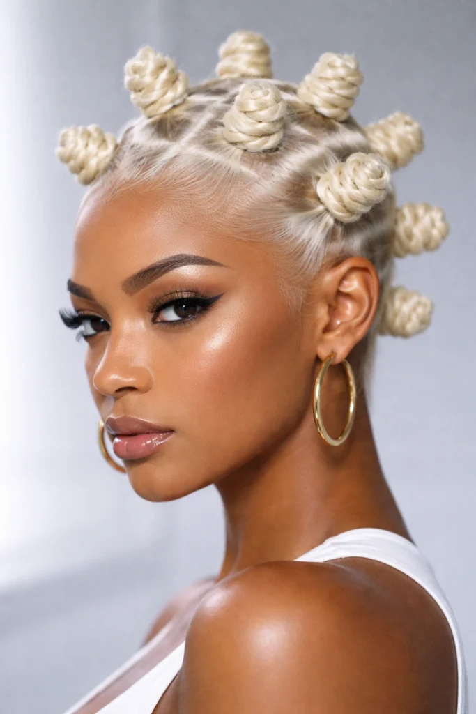 25 Blonde Bantu Knot Styles That Pop