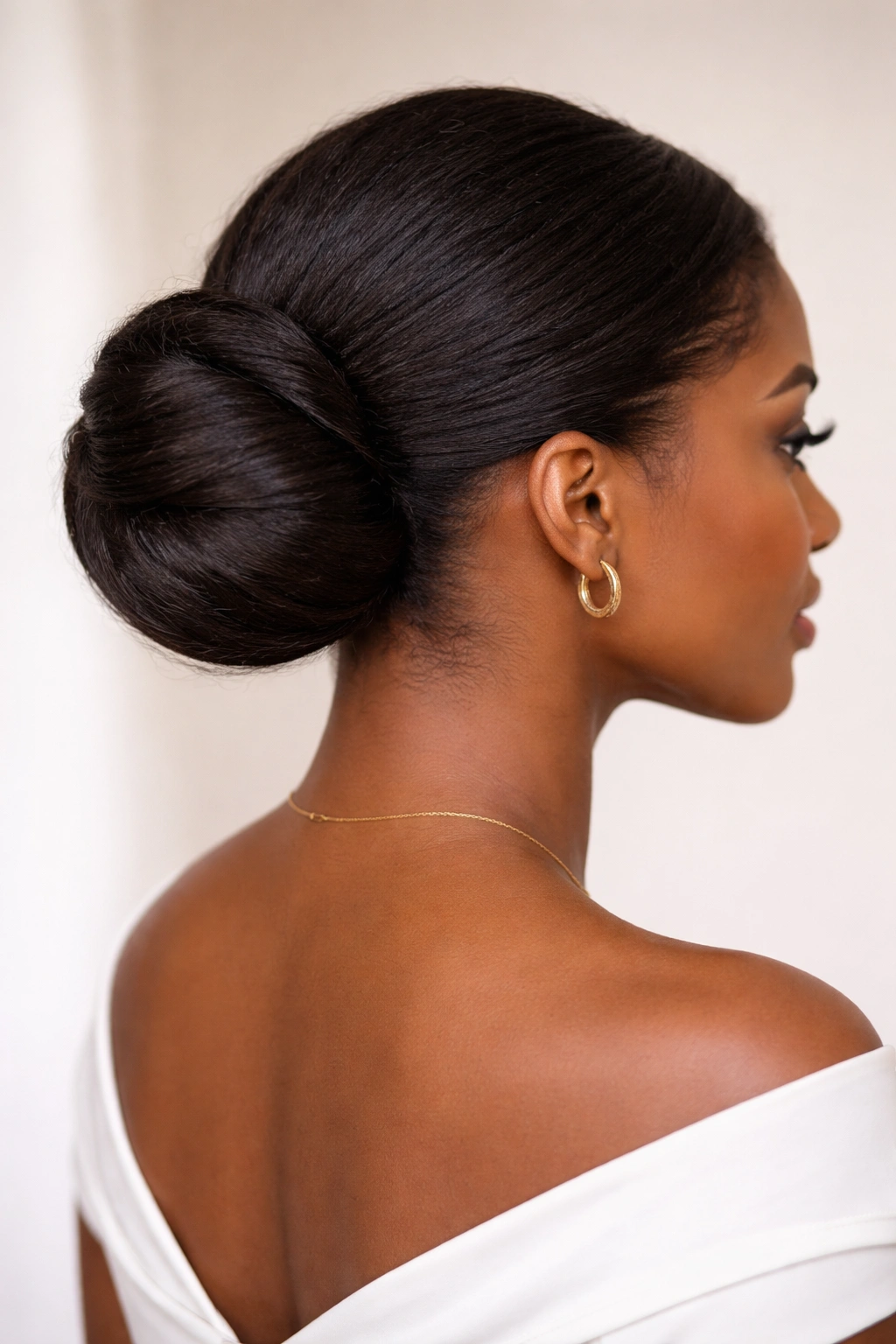 Rolled Tuck Bun: neat rolled bun with ends tucked under