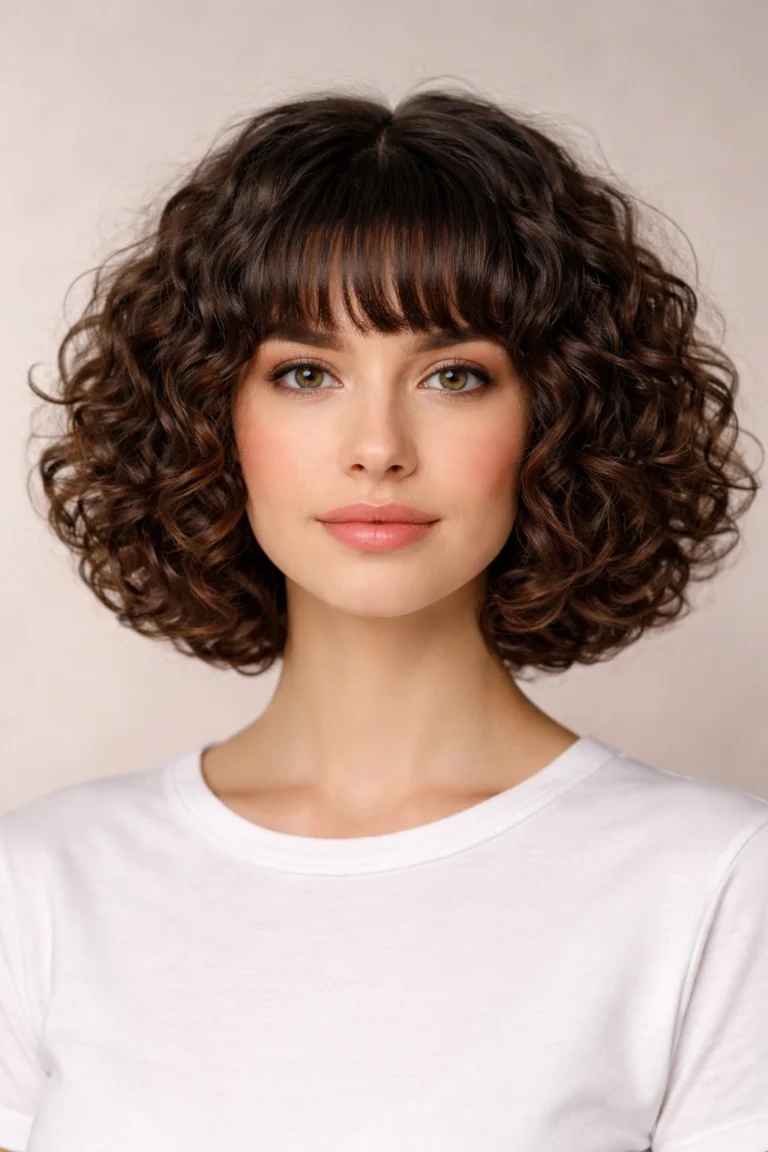 15 Short Curly Hairstyles With Bangs