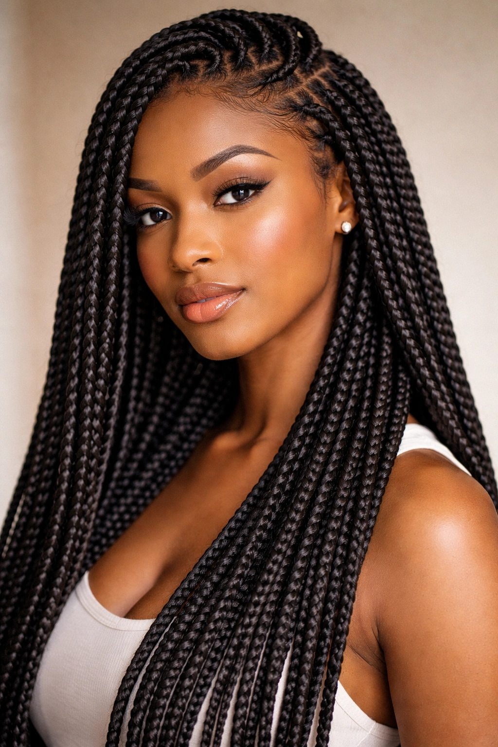 Close-up of Senegalese Twists with sleek uniform finish