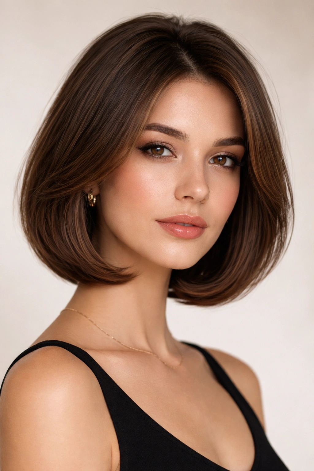 Sleek butterfly bob with tucked-in ends showing a smooth polished finish